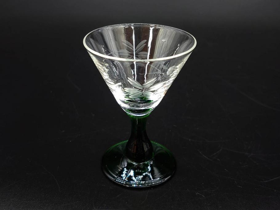 大正〜昭和初期　ガラス　切子　上品な佇まいのグラス10客セット(花、リキュール、ショット、酒器、酒杯、硝子、和ガラス)(R-082899)