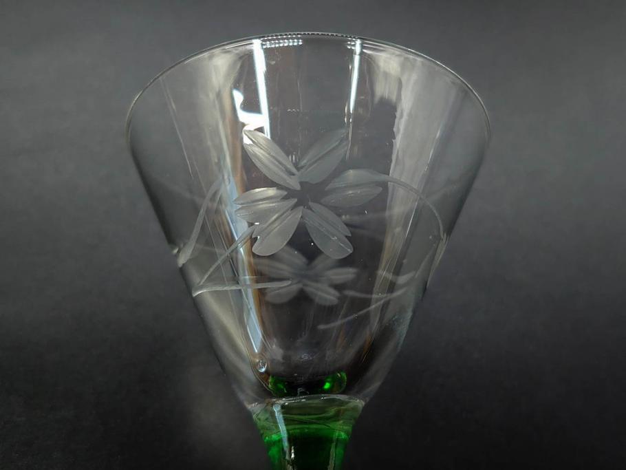 大正〜昭和初期　ガラス　切子　上品な佇まいのグラス10客セット(花、リキュール、ショット、酒器、酒杯、硝子、和ガラス)(R-082899)