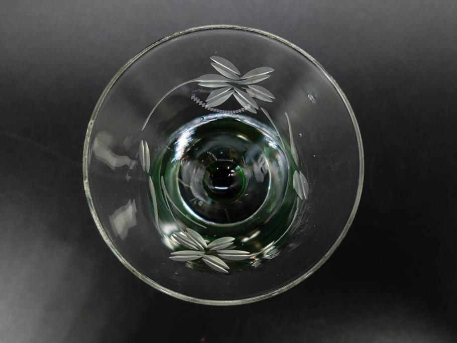 大正〜昭和初期　ガラス　切子　上品な佇まいのグラス10客セット(花、リキュール、ショット、酒器、酒杯、硝子、和ガラス)(R-082899)