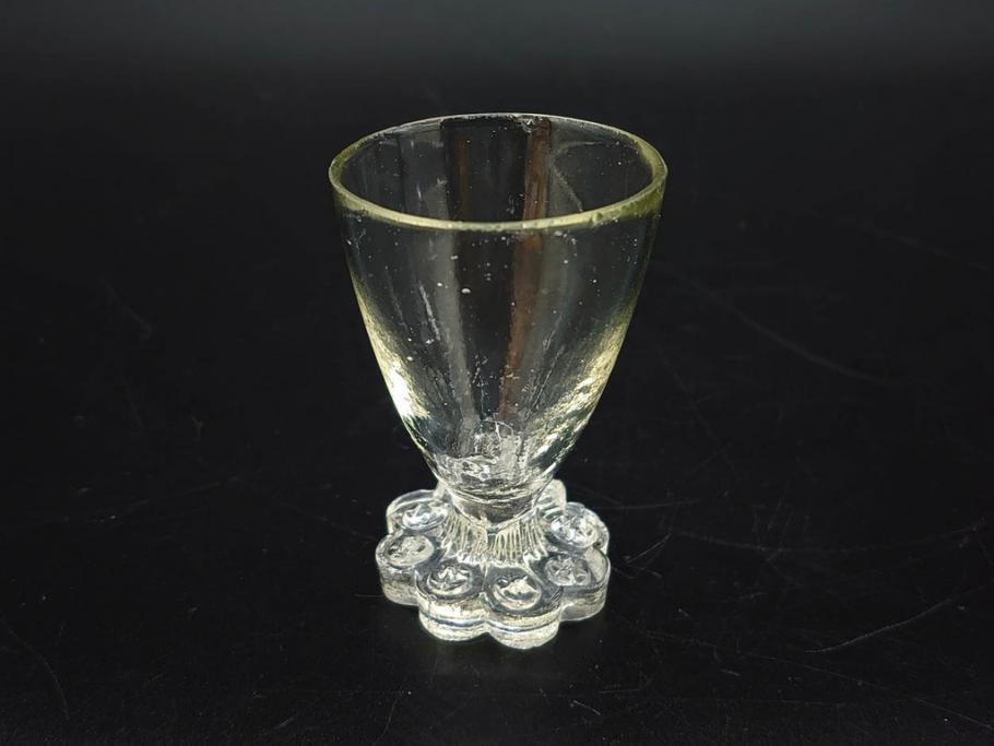 大正〜昭和初期　ガラス　切子　上品な佇まいのグラス10客セット(花、リキュール、ショット、酒器、酒杯、硝子、和ガラス)(R-082899)