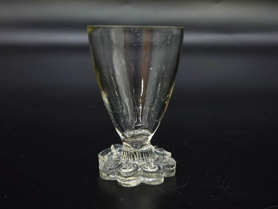 大正〜昭和初期　ガラス　切子　上品な佇まいのグラス10客セット(花、リキュール、ショット、酒器、酒杯、硝子、和ガラス)(R-082899)