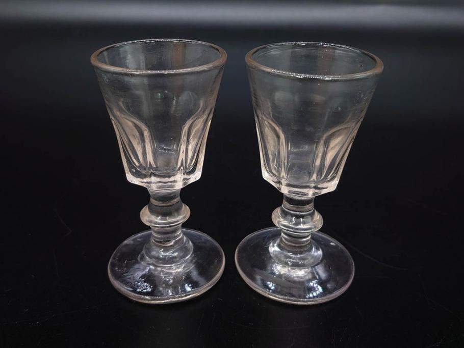 大正〜昭和初期　ガラス　切子　上品な佇まいのグラス10客セット(花、リキュール、ショット、酒器、酒杯、硝子、和ガラス)(R-082899)