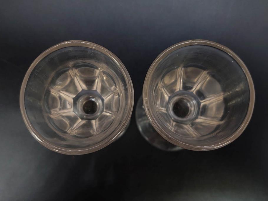 大正〜昭和初期　ガラス　切子　上品な佇まいのグラス10客セット(花、リキュール、ショット、酒器、酒杯、硝子、和ガラス)(R-082899)