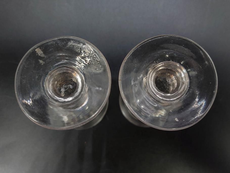 大正〜昭和初期　ガラス　切子　上品な佇まいのグラス10客セット(花、リキュール、ショット、酒器、酒杯、硝子、和ガラス)(R-082899)
