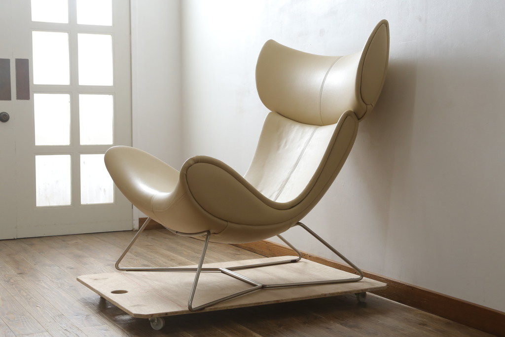 中古　美品　BoConcept(ボーコンセプト)　SQUILLA(スキラ)　インテリアのアクセントになる本革ラウンジチェア(レザー、1Pソファ、一人掛け、1人掛け、椅子、イス、北欧)(R-082840)