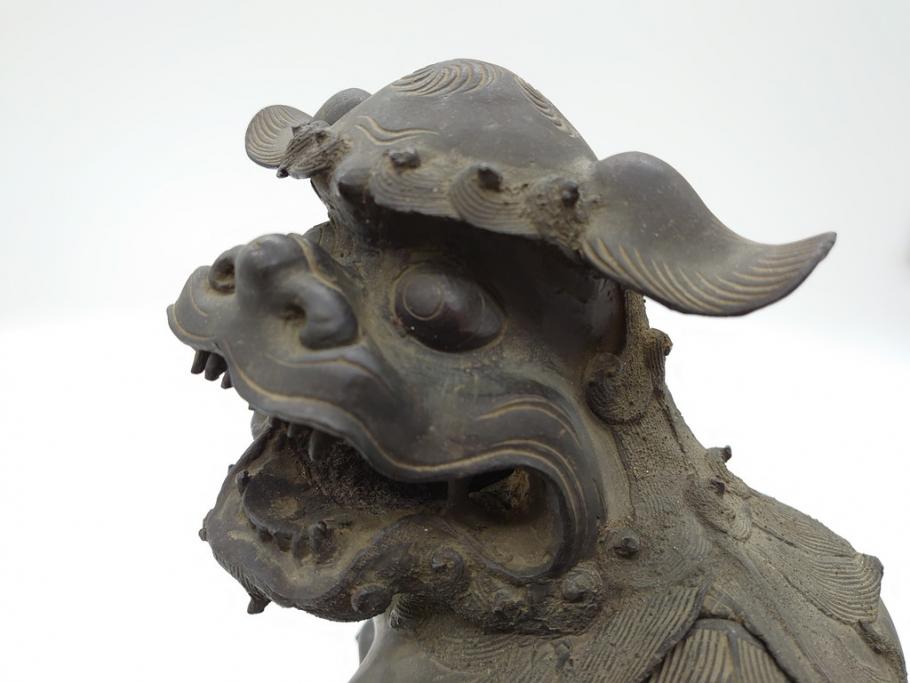 希少 数寄者放出品 銅器 文珠菩薩 香炉 菩薩 獅子 置物 香道
