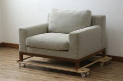 中古　美品　旭川家具　CONDE HOUSE(カンディハウス)　川上元美デザイン　クォード　ウォールナット　落ち着いた雰囲気が素敵な1Pソファ(椅子、イス、アームチェア、一人掛け、1人掛けソファ)(現行定価約66万円)(R-082905)