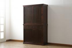 中古　美品　民芸家具　和光　NEW北樹　水屋115K　上質な和の空間を演出する二段重ね水屋箪笥(食器棚、茶箪笥、重ねタンス、キャビネット、収納棚、戸棚、店舗什器)(R-075046)