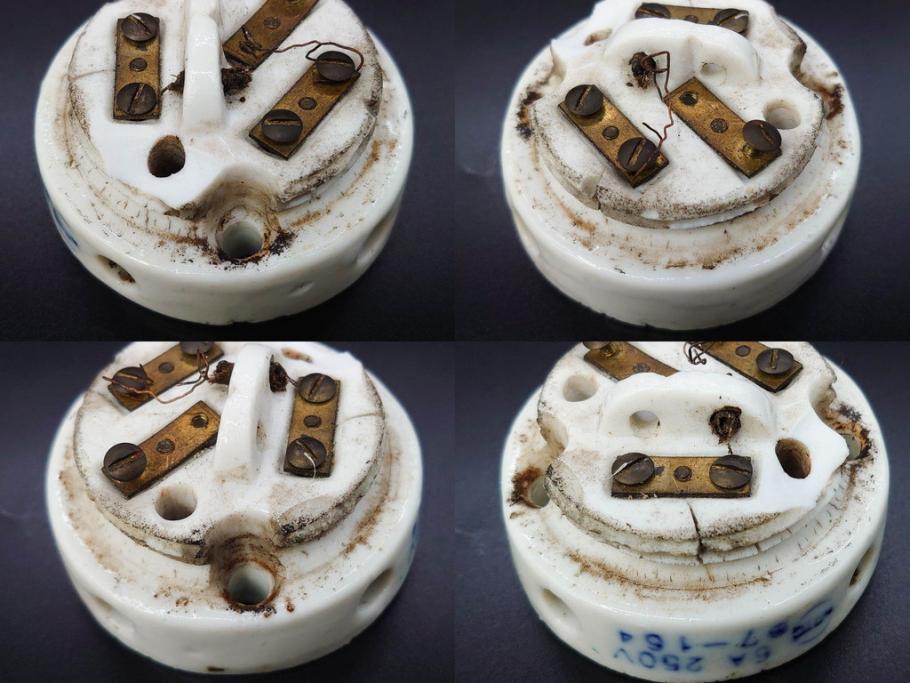 当時物　白磁　菊型　レトロな空間を演出する碍子17点セット(ローゼット、電笠、電灯、照明器具、電材)(R-082919)