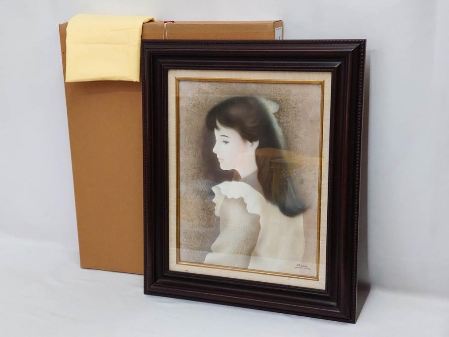 真作　中原脩　「少女」　F6(6号)　絵画(油彩、油絵、人物画、サイン入り、額装、外箱付)(R-082920)