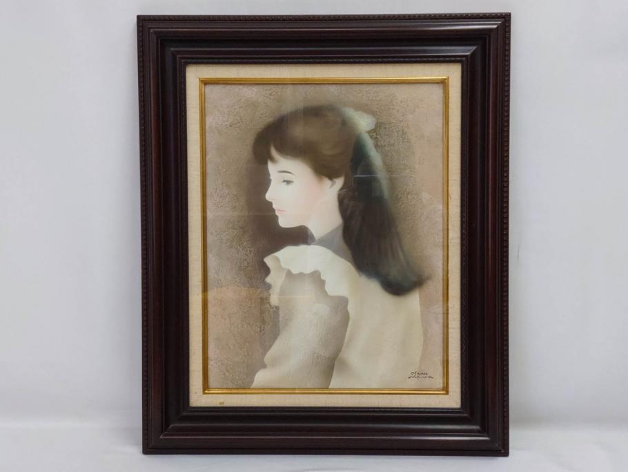 真作　中原脩　「少女」　F6(6号)　絵画(油彩、油絵、人物画、サイン入り、額装、外箱付)(R-082920)