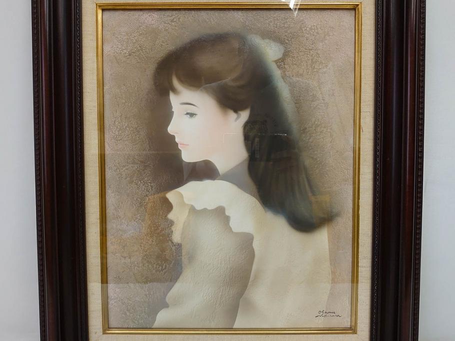 真作　中原脩　「少女」　F6(6号)　絵画(油彩、油絵、人物画、サイン入り、額装、外箱付)(R-082920)