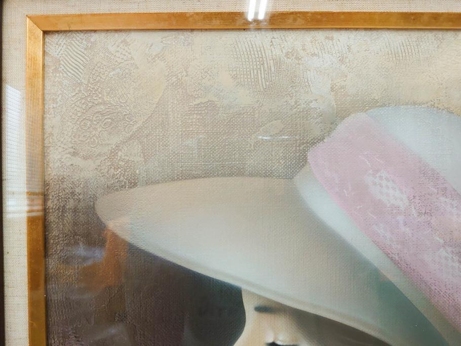 真作　中原脩　「帽子の女」　F8(8号)　絵画(油彩、油絵、人物画、美人画、サイン入り、額装、外箱付)(R-082921)