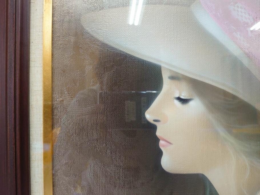 真作　中原脩　「帽子の女」　F8(8号)　絵画(油彩、油絵、人物画、美人画、サイン入り、額装、外箱付)(R-082921)