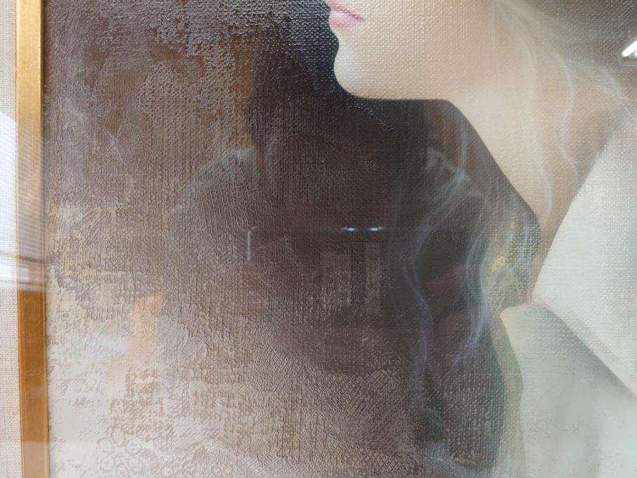 真作　中原脩　「帽子の女」　F8(8号)　絵画(油彩、油絵、人物画、美人画、サイン入り、額装、外箱付)(R-082921)