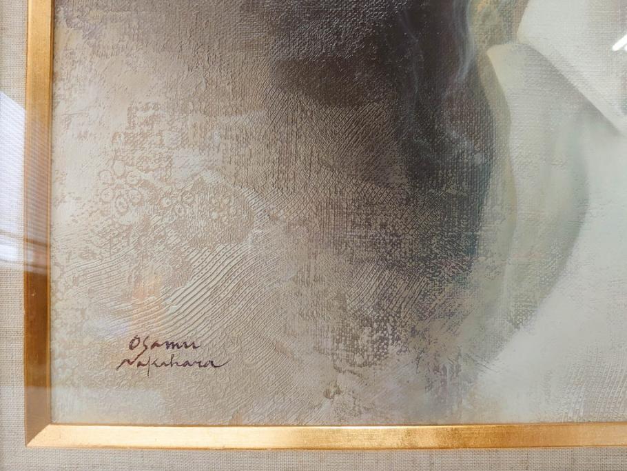 真作　中原脩　「帽子の女」　F8(8号)　絵画(油彩、油絵、人物画、美人画、サイン入り、額装、外箱付)(R-082921)