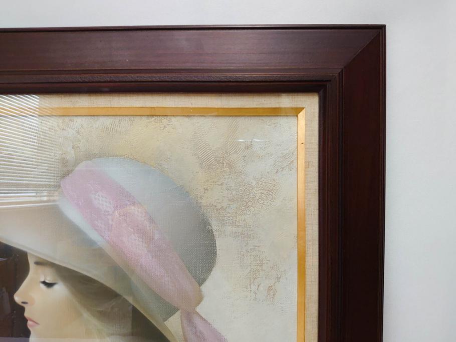 真作　中原脩　「帽子の女」　F8(8号)　絵画(油彩、油絵、人物画、美人画、サイン入り、額装、外箱付)(R-082921)