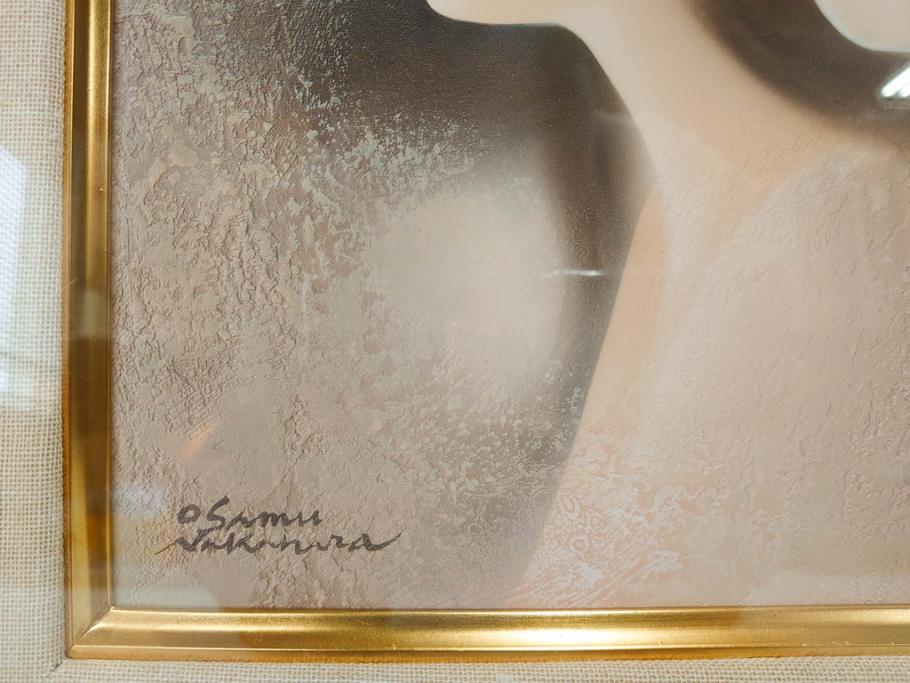 真作　中原脩　「帽子の女　青いリボン」　F3(3号)　絵画(油彩、油絵、人物画、美人画、サイン入り、額装、外箱付)(R-082922)