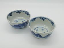 江戸期　古伊万里　色絵　染付　約13cm　4.3寸　華やかな図柄が目を惹く小皿3枚セット(和皿、和食器、四寸三分)(R-076788)
