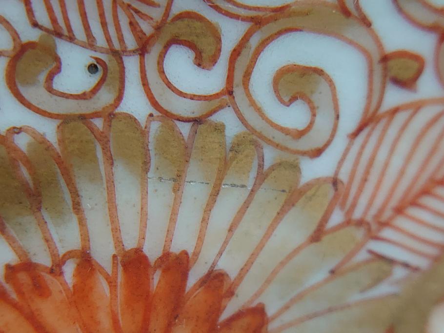 上手物　江戸期　古伊万里　大明成化年製　染付　色絵　花文　鳳凰　8.6寸皿　約26　色彩とフォルムの美しさが食卓に華やかさを演出する変形皿(八寸六分、深皿、和食器、花唐草、和皿)(R-062051)