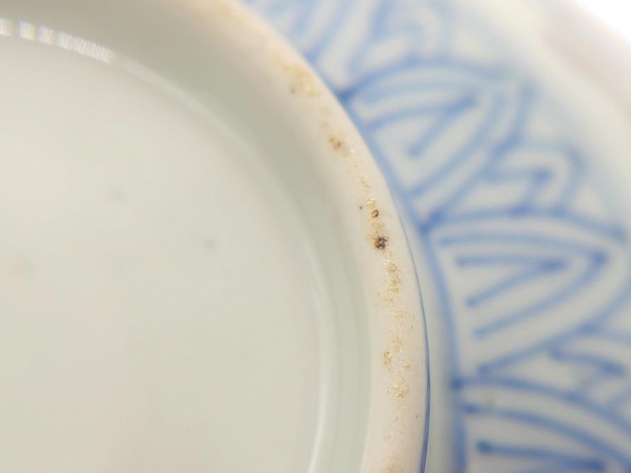 明治期　伊万里焼　色絵染付　蓋茶碗3客(角冨、角富、和食器)(R-062053)