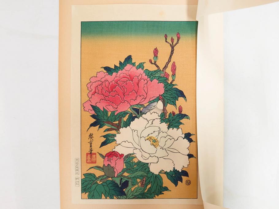 復刻版画　稀版　浮世絵　花鳥風月選集　大江戸木版社　全25枚揃　木版画25枚セット(喜多川歌麿、安藤廣重、広重、葛飾北斎、伝統芸術純木版手摺版画、ケース付)(R-082923)