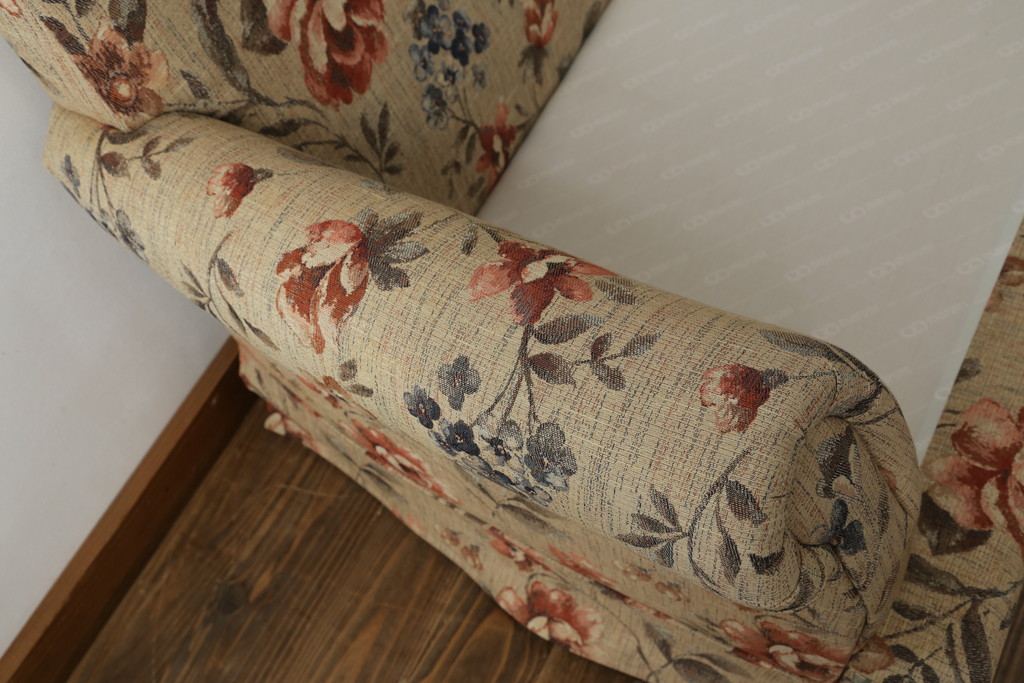 中古　美品　maruni(マルニ木工)　地中海シリーズ　優しい色合いの花柄が愛らしいモナコハイラブシート(2人掛けソファ、2Pソファ、二人掛け)(定価約32万円)(R-072688)