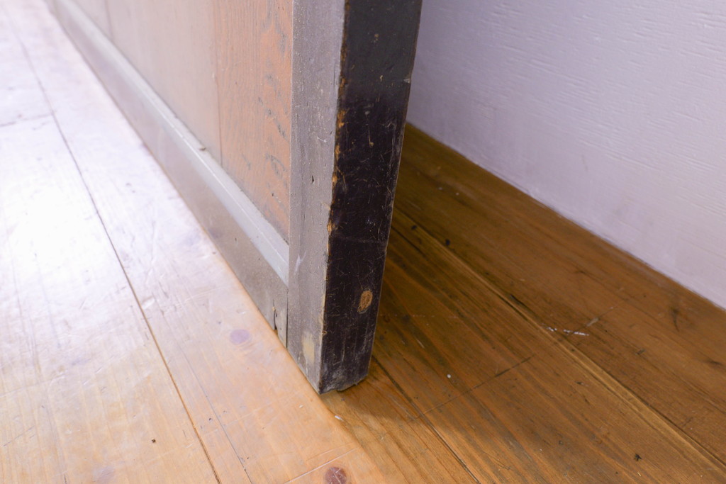 アンティーク建具　鏡板欅(ケヤキ)材　和の情緒あふれる障子帯戸4枚セット(引き戸、板戸、障子戸)(R-074470)