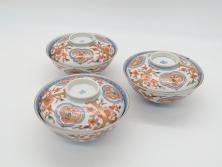 幕末〜明治　伊万里焼　色絵金彩兎図　蕎麦猪口3客(R-044537)