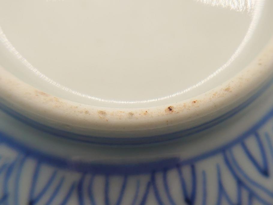 明治期 伊万里焼 色絵染付 蓋茶碗3客(角冨、角富、和食器)(R
