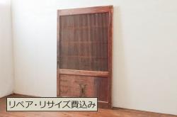 【セミオーダー家具実例】アンティークのガラス戸3枚をリサイズしました。色ガラスを入れ大正ロマン風に。引き手と戸車をつけて使いやすく仕上げました。色もご希望の色に着色しました。(引き戸、建具)