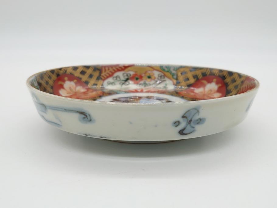 幕末〜明治期 伊万里焼 金襴手 色絵 染付 花桃文 5.4寸皿 約16.5cm 煌 幕末〜明治期 伊万里焼 金襴手 色絵 染付 花桃文 5.4寸皿 約16.5cm 煌