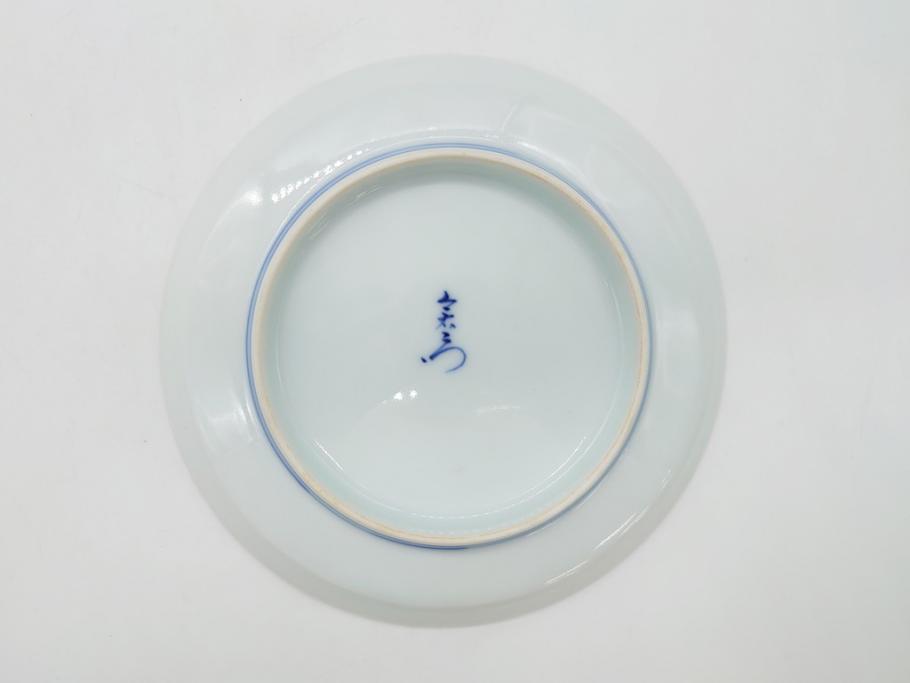 重要無形文化財　十二代 今泉今右衛門　錦　色絵　薔薇文　5.1寸　約15.5cm　大胆に描かれた薔薇の図が食卓のアクセントになる中皿5枚(銘々皿、色鍋島、和食器、五寸一分、共箱付き)(R-063955)