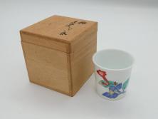 古民具・骨董　明治期　九谷焼　赤絵花瓶一対(花器)(R-039991)