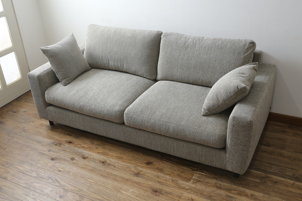 中古　美品　moda en casa(モーダ エン カーサ)　Wooden Stories(ウドゥン ストーリーズ)　sketch(スケッチ)　PONTE sofa(ポンテ ソファ)　優しい色合いのファブリックが魅力的な2.5人掛けソファ(2P、2.5P、3P、2人掛け、2.5人掛け、3人掛け、北欧)(定価約28万円)(R-082177)