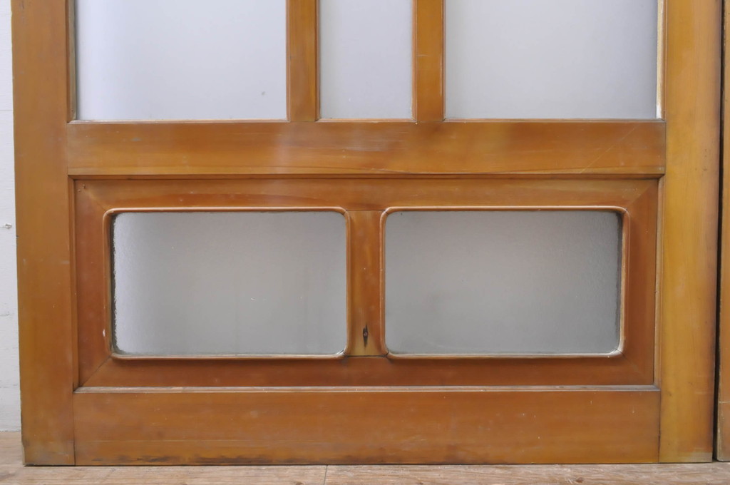 アンティーク建具　どこか懐かしい空気を感じるガラス玄関戸2枚セット(引き戸、ガラス戸)(R-069153)