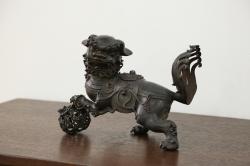 明治〜大正 古銅獅子香炉(古美術置物)(R-014339)