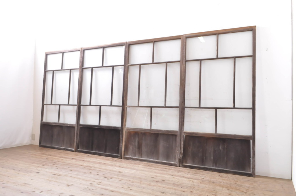 アンティーク建具　大正ロマン　和の空間を演出するガラス戸4枚セット(引き戸)(R-069158)