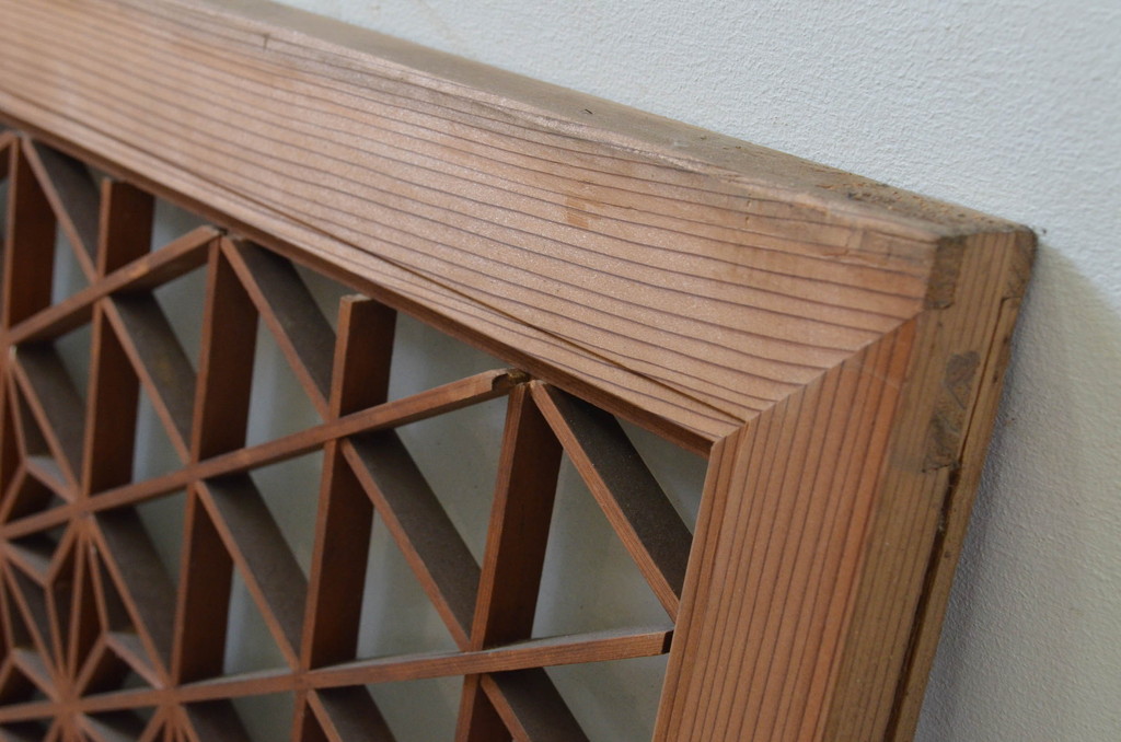 アンティーク建具　片面ガラス　和の空間作りにおすすめな組子欄間1枚(明り取り、明かり取り)(R-069569)