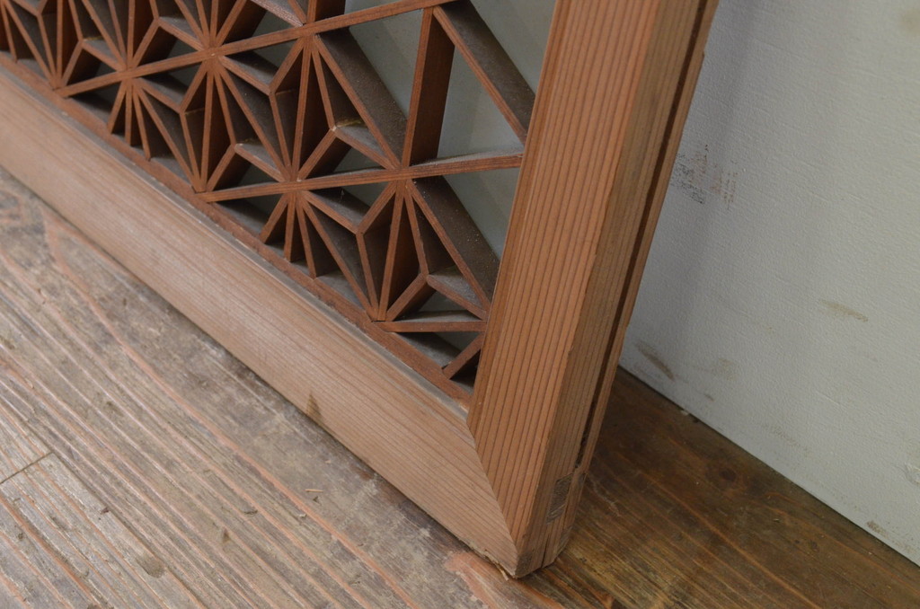 アンティーク建具　片面ガラス　和の空間作りにおすすめな組子欄間1枚(明り取り、明かり取り)(R-069569)