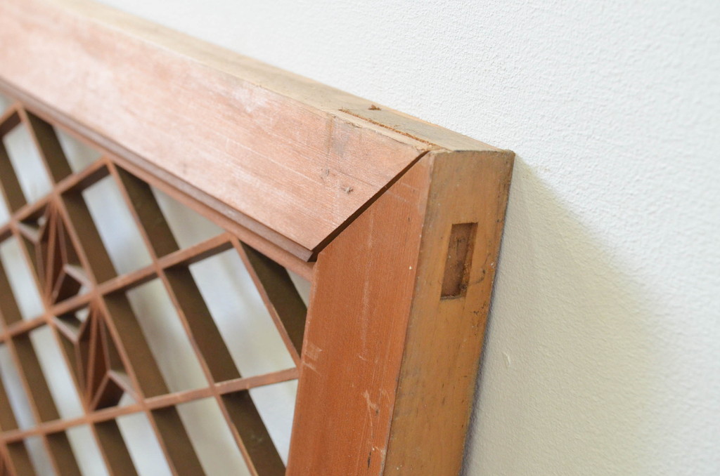 アンティーク建具　華やかなデザインが目を惹く組子欄間2枚セット(明り取り、明かり取り)(R-069571)