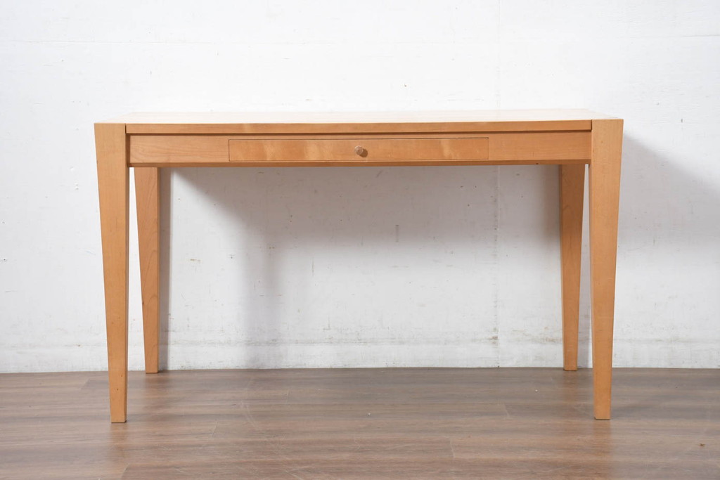 中古　WOOD YOU LIKE COMPANY(ウッドユウライクカンパニー)　FOUR DELTA TAPER DESK(4デルタテーパーデスク)　メープル無垢材　ナチュラルで心地よい木肌のデスク(引き出し付き、机、コンソールデスク、ワークデスク、在宅用、在宅ワーク用)(定価約24万円)(R-082448)