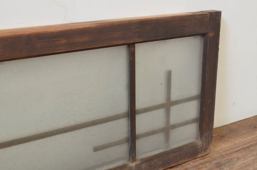 アンティーク建具　和モダンな雰囲気漂うガラス欄間2枚セット(明り取り、明かり取り)(R-069574)