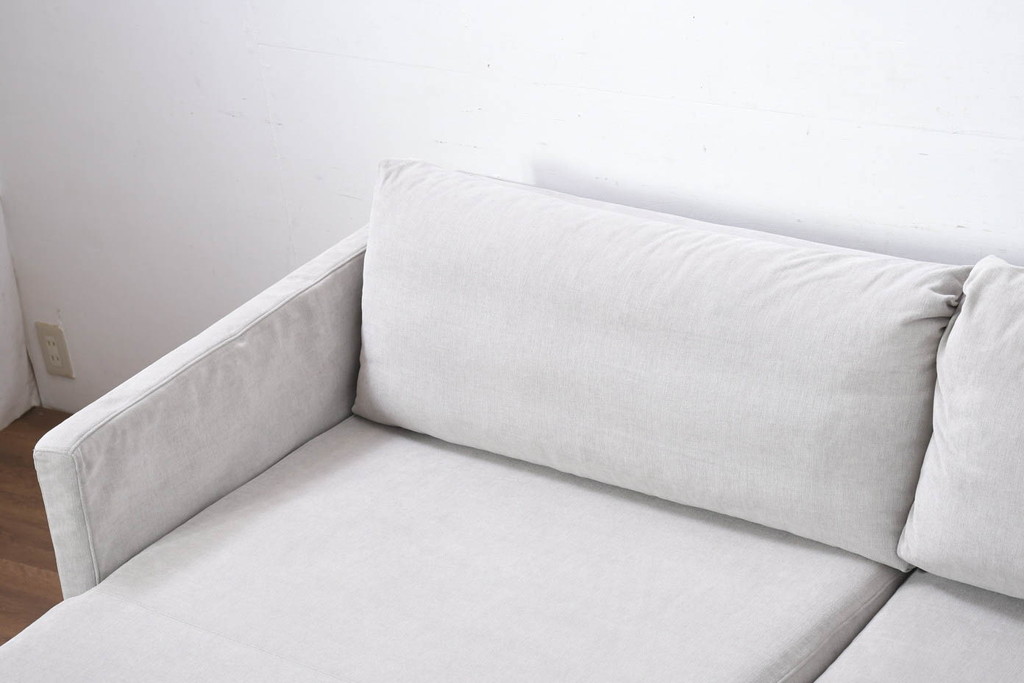 中古　美品　BoConcept(ボーコンセプト)　ゆったりとした座面のシンプルなオットマン付き3人掛けカウチソファ(トリプルソファ、フットスツール、3P、三人掛け)(R-082464)
