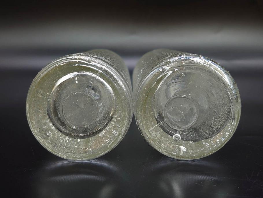 大正～昭和初期　レトロ　エンボス　空間のアクセントになるガラス瓶7点セット(大日本麦酒株式会社、和ガラス、硝子、ビン、ボトル、花瓶、花入、花生、花器、一輪挿し)(R-082932)