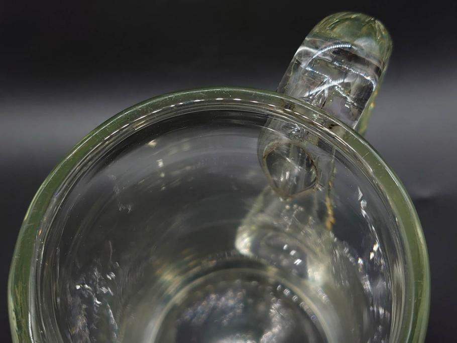 戦前　当時物　アサヒ生ビール　レトロなデザインがおしゃれなグラス4客&ピッチャーセット(ジョッキ、コップ、水差し、ジャグ、ウォーターポット、硝子、ガラス)(R-082933)