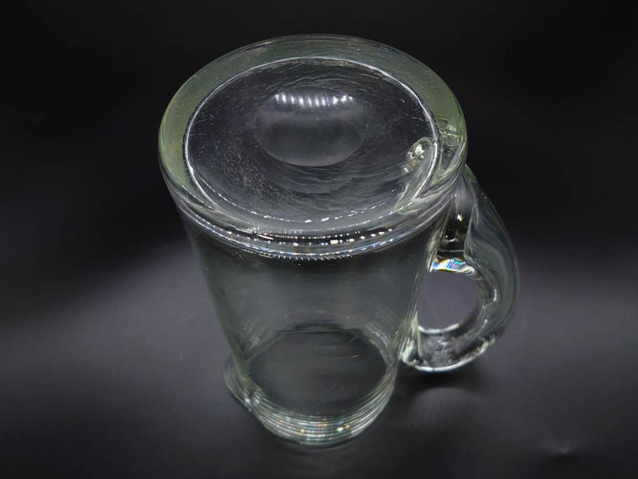 戦前　当時物　アサヒ生ビール　レトロなデザインがおしゃれなグラス4客&ピッチャーセット(ジョッキ、コップ、水差し、ジャグ、ウォーターポット、硝子、ガラス)(R-082933)