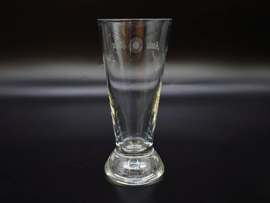 戦前　当時物　アサヒ生ビール　レトロなデザインがおしゃれなグラス4客&ピッチャーセット(ジョッキ、コップ、水差し、ジャグ、ウォーターポット、硝子、ガラス)(R-082933)
