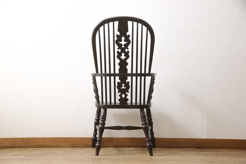 中古　美品　松本民芸家具　#44A型　洋風のクラシカルなデザインが美しいウィンザーチェア(定価約18万円)(アームチェア、椅子、イス、ウインザーチェア)(R-057901)