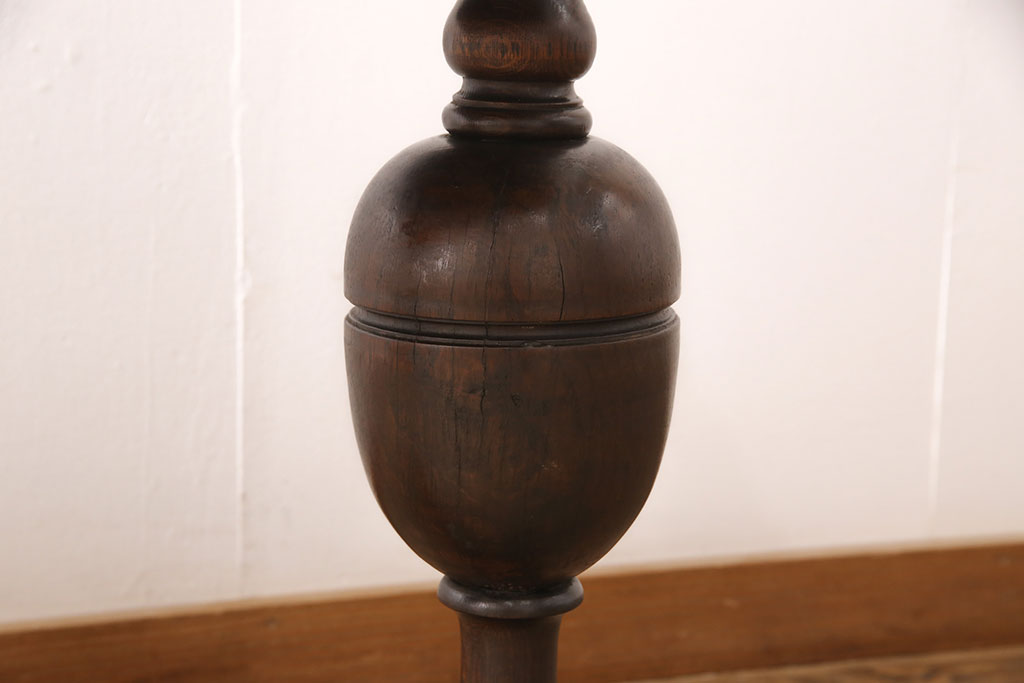 イギリスアンティーク　球根型の脚が目を引く、オーク材製のエクステンションテーブル(ドローリーフテーブル、ダイニングテーブル)(R-047707)